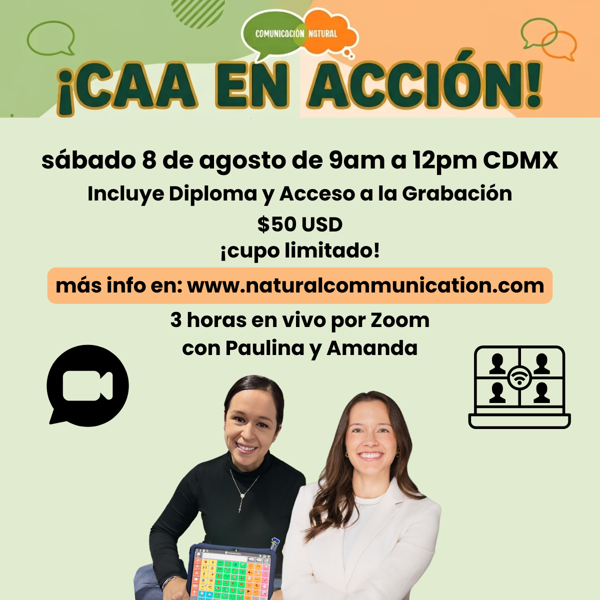 ¡CAA en acción! Taller sincrónico de 3 horas